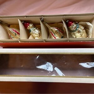 Vintage west germany 2 clown and 2 banjo box included mercury glass ornaments